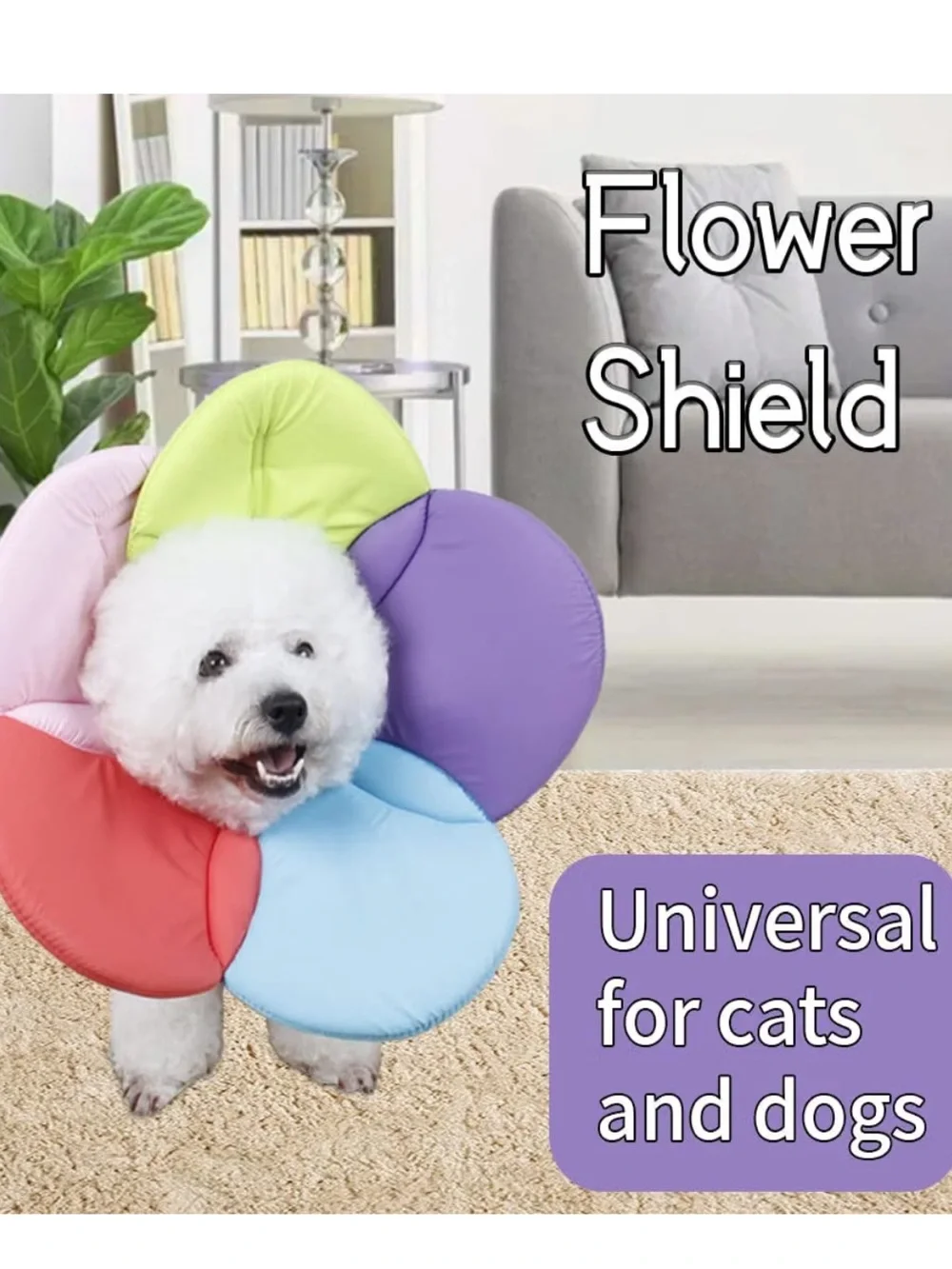 Recovery Pet Flower Fabric Plush Cone Collar Size Small